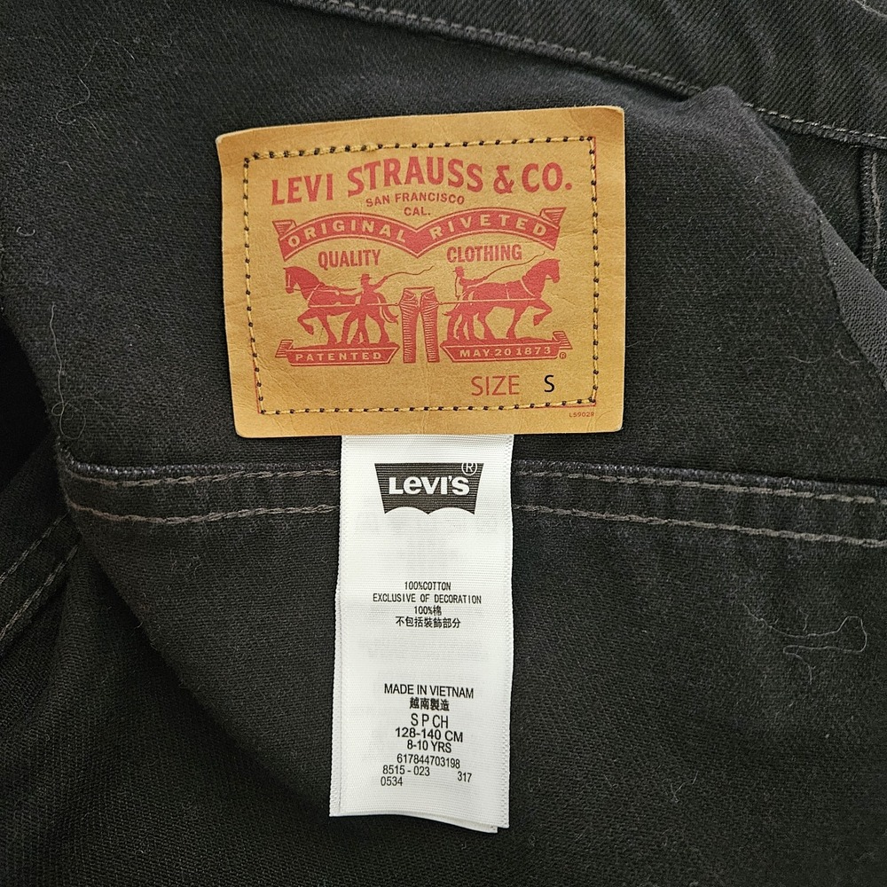 Levi Kids Denim Jacket Small 8/10 Patches Good Jeans Day Job Give Earth A Chance - Picture 11 of 15
